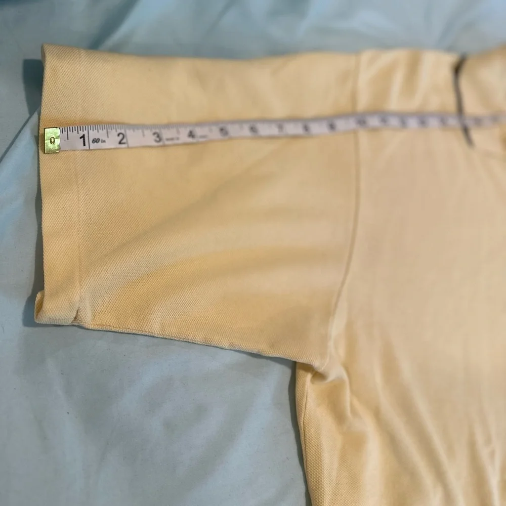 Polo Ralph Lauren Men 2XL Pale Yellow Navy Pony & Stripe On Collar. Cotton.
